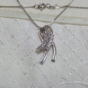 16" Sterling Silver Pendant Necklace w/Gems